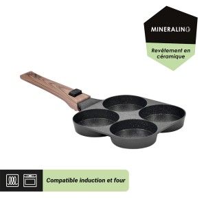 poêle antiadhésive 4 moules compatible induction et four