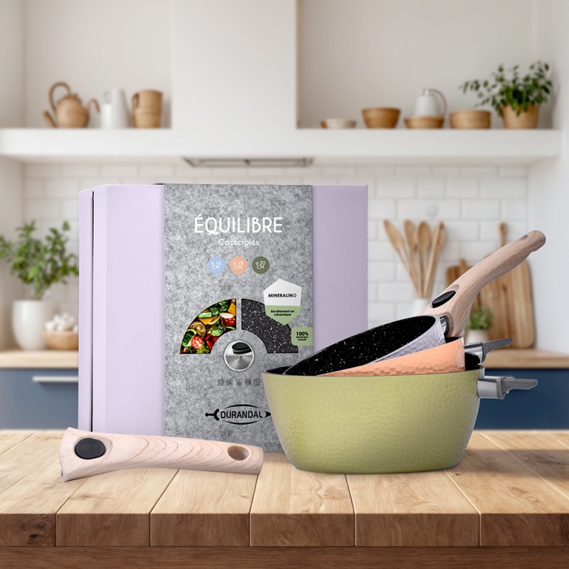 coffret 3 casseroles antiadhésives à manches amovibles équilibre